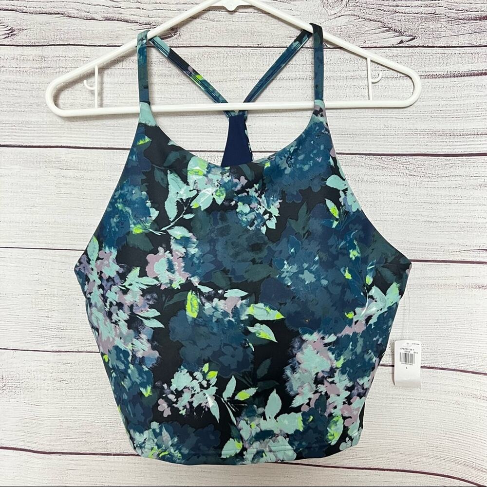 Old Navy Active Womens Multi-color Print Powersoft Sports Bra  Sz L